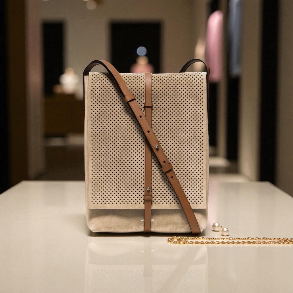 MICHAEL KORS Collection Rare Taos Perforated
Suede Crossbody Bag - Picture 4 of 14